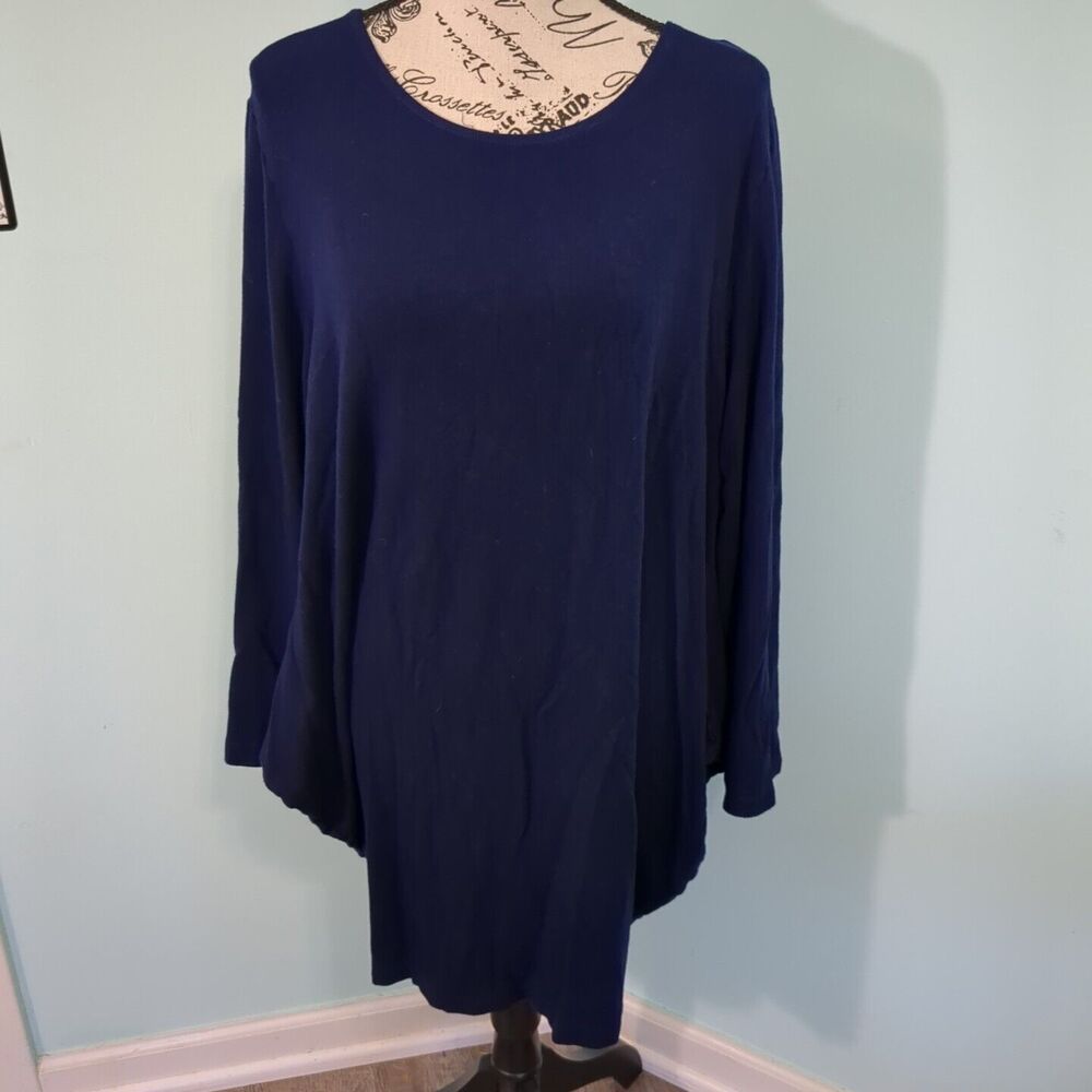 Bryn Walker High Low Long Sleeve blue Tunic lagenlook small
